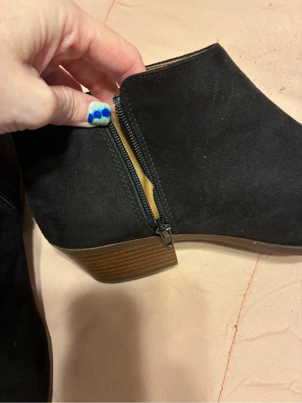 Soda Black Suede Ankle Booties with Side Zip Detail